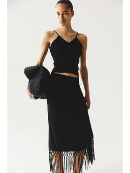 H&M - Women Black Fringed skirt