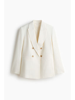 H&M - Women White Double-breasted viscose-blend blazer