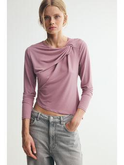 H&M - Women Pink Asymmetric Twist-Detail Top