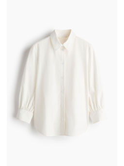 H&M - Women White Balloon-sleeved cotton shirt