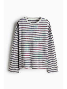 H&M - Women Grey Long-Sleeved Cotton T-Shirt