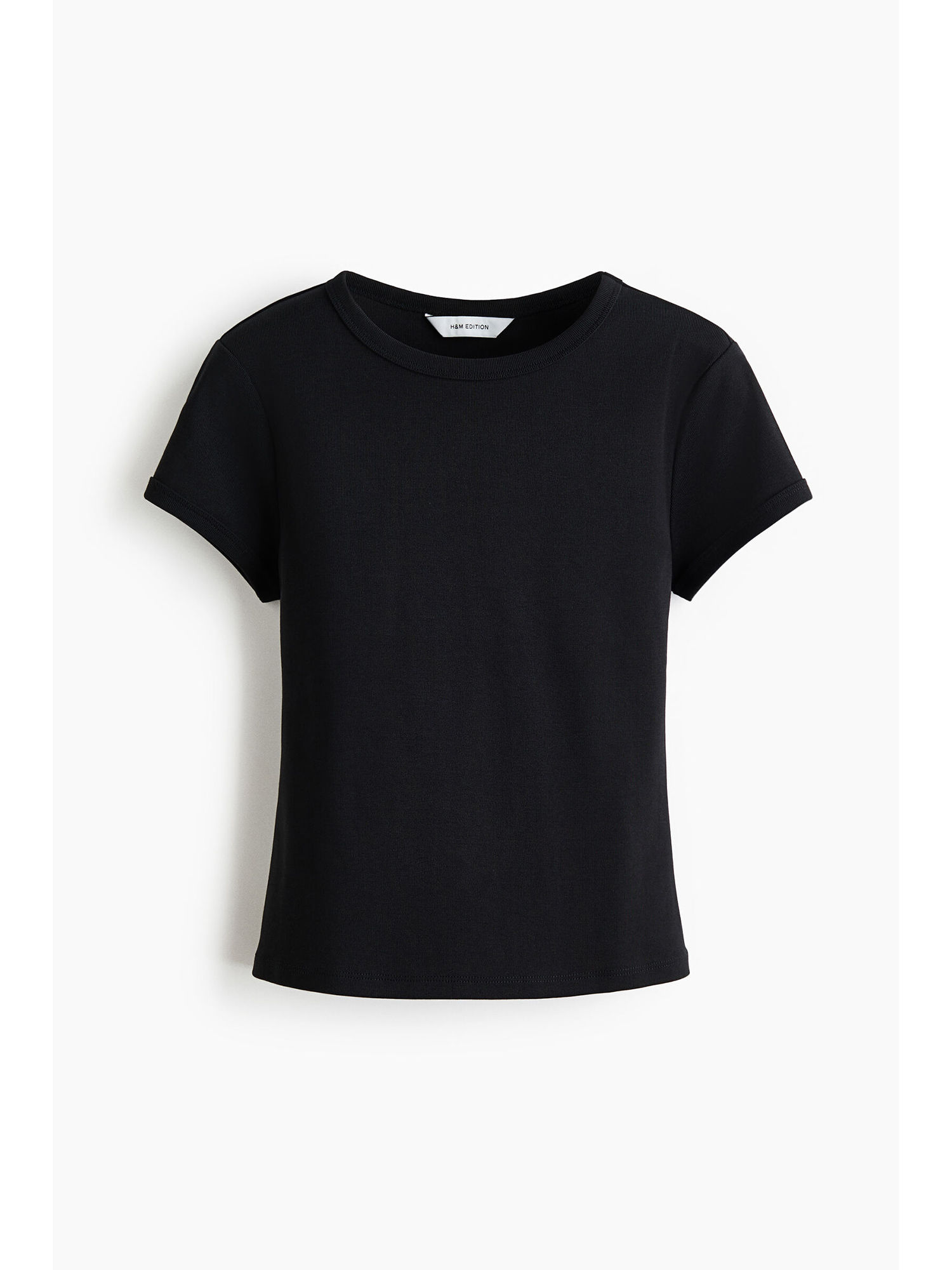 h&m Women Black Ribbed T-Shirt-picture-45
