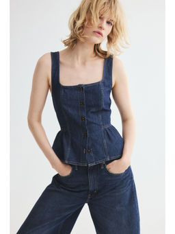 H&M - Women Blue Denim peplum top