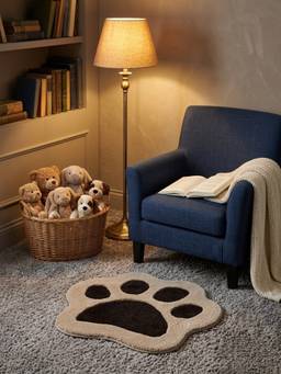 PANO - Polyester Kid's Puppy Paw Anti Skid Shape Rug
