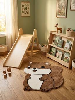 PANO - Polyester Kid's Coco Squirrel Anti Skid Shape Rug