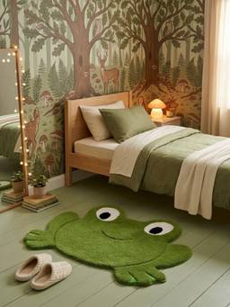 PANO - Polyester Kid's Frpppy Frog Anti Skid Shape Rug