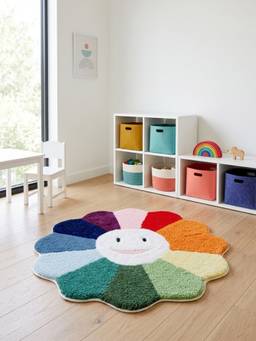 PANO - Polyester Kid's Bow Bow Rainbow Anti Skid Shape Rug
