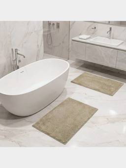 PANO - Polyester Bathmat Pinstripe - Brown (Pack of 2)