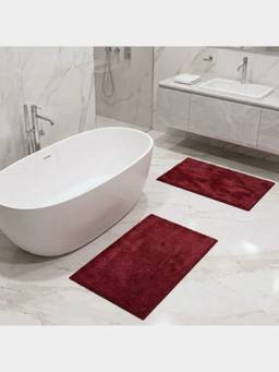 PANO - Polyester Bathmat Lattice - Red (Pack of 2)