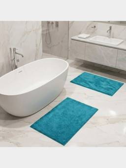 PANO - Polyester Bathmat Lattice - Teal (Pack of 2)