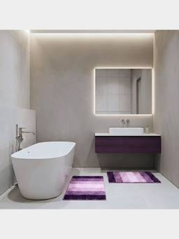PANO - Polyester Bathmat Pinstripe - Purple (Pack of 2)