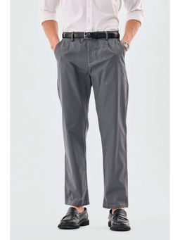 Snitch - Dark Grey Plain Relaxed Casual Trouser for Men