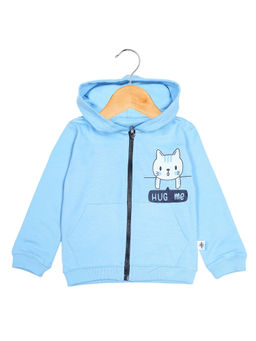 The Mom Store - Kids Cotton Zipper Jacket With Brushed Fleece - Blue