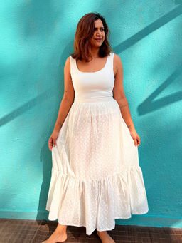 Chidiyaa - Safed Zarish Cotton Skirt