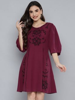 Scoup - Mulberry Embroidered Cotton Linen Dress