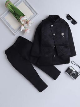 FOURFOLDS - Boys Navy Blue Indo Blazer with Waistcoat and Trouser (Set of 3)