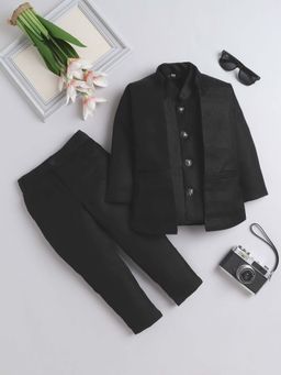 FOURFOLDS - Boys Black Indo Blazer and Trouser with Waistcoat (Set of 3)