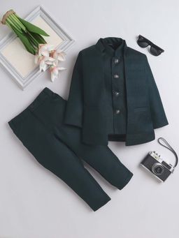 FOURFOLDS - Boys Green Indo Blazer and Trouser with Waistcoat (Set of 3)
