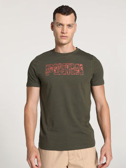 Puma - Wording Solid Mens Green T-Shirt