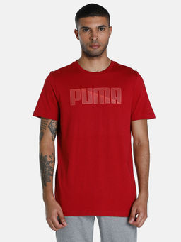 Puma - Wording Solid Mens Red T-Shirt