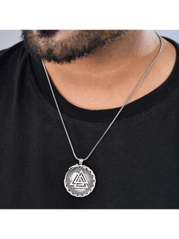 Voylla - Statement Valknut Valor Silver Mens Necklace