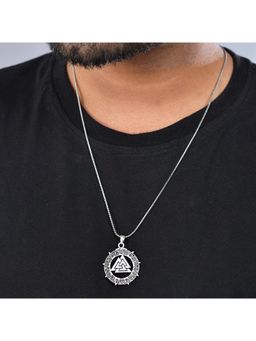 Voylla - Statement Valknut Star Silver Oxidised Mens Necklace
