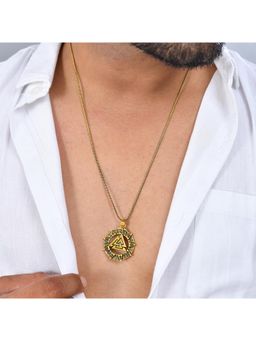 Voylla - Statement Valknut Star Gold Oxidised Mens Necklace