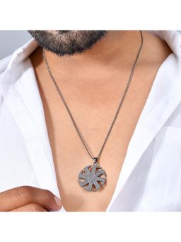 Voylla - Eclipse Wheel Of Power Black Mens Necklace