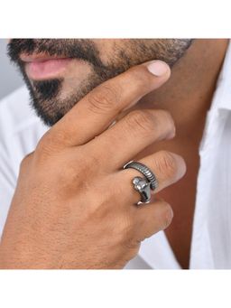 Voylla - Eclipse Panther Black Adjustable Mens Ring (Adjustable)