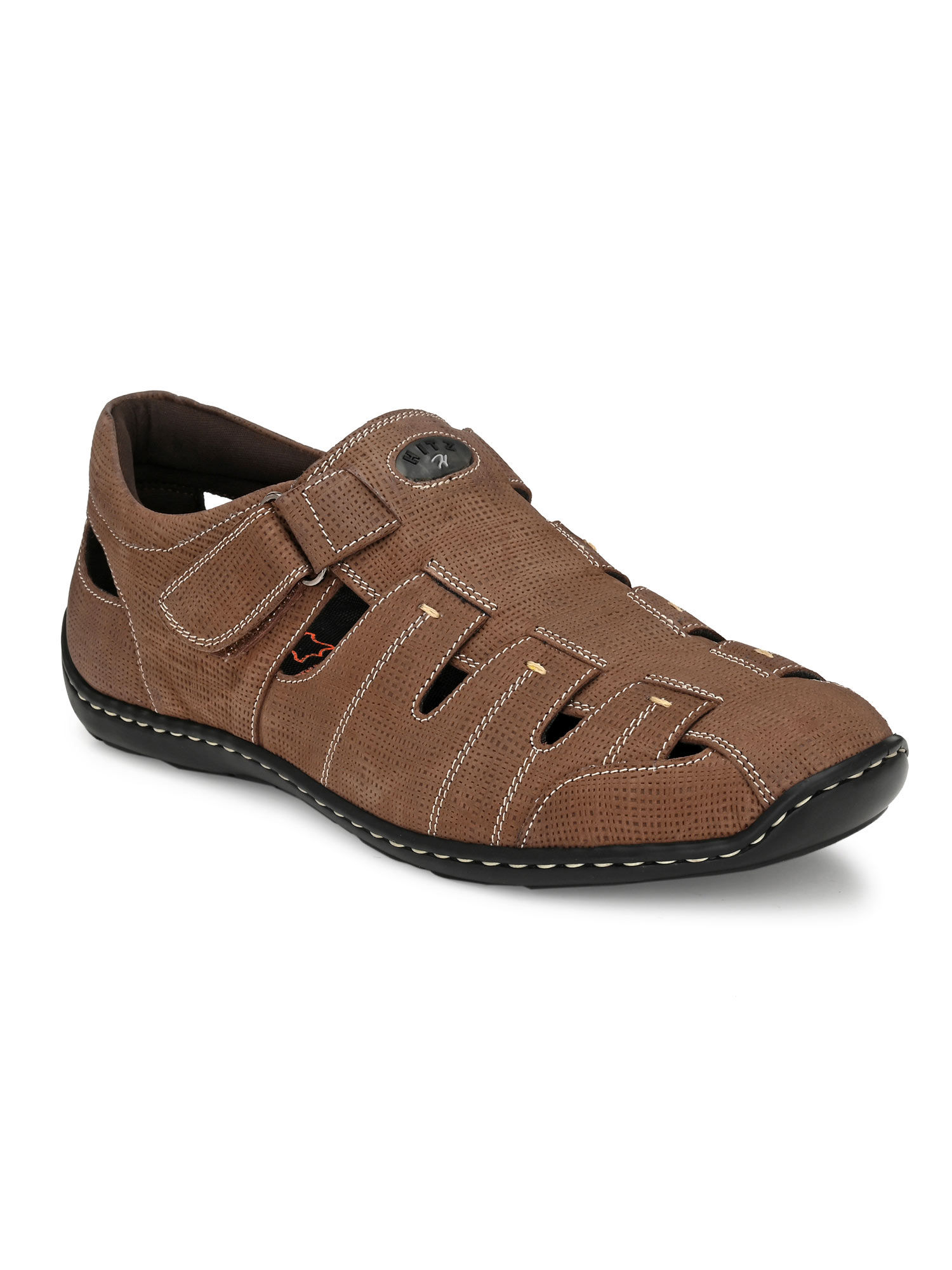 パンチョ Buy Hitz Men's Brown Leather Shoe-Style Sandals Online