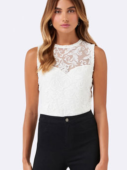 Forever New - Stevie Brocade Mesh Bodysuit