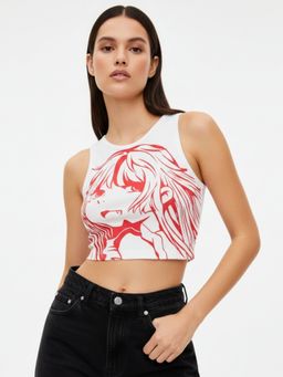 Outzidr - White Graphic Tank Top