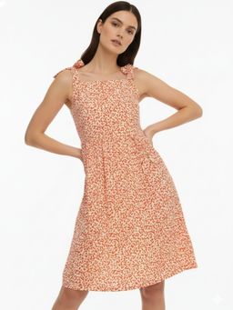 Outzidr - Multi-Color Printed Knee Length Dress