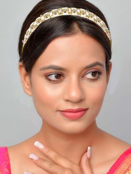 Silvermerc Designs - Pearl And Green Beads Heavy Headchain