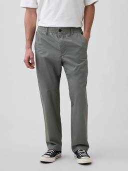 GAP - Green Cotton Solid/Plain Mid Waist Straight Leg Chinos