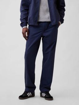 GAP - Navy Blue Cotton Solid/Plain Mid Waist Straight Leg Chinos