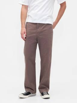 GAP - Brown Cotton Solid/Plain Mid Waist Straight Leg Trouser
