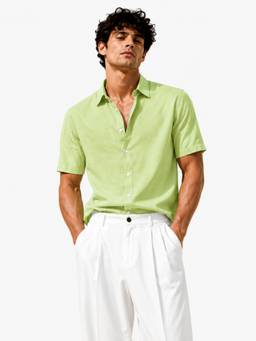 IZF - Premium Light Green Linen Shirt for Men