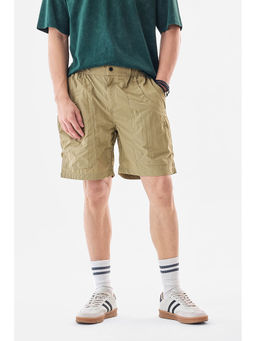 Snitch - Khaki Solid Loose Casual Shorts for Men