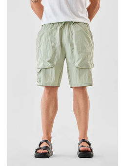 Snitch - Sage Green Textured Regular Casual Shorts for Men