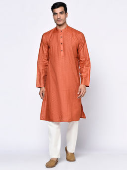 Fabindia - Silk Tussar Spun Slim Fit Long Kurta