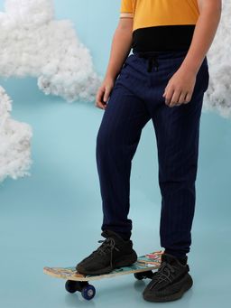 Instafab - Boys Indigo Blue Chalk Striped Trackpants