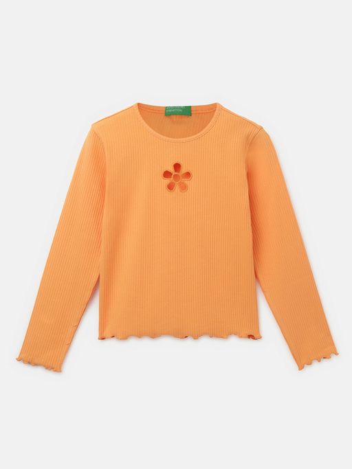 Buy United Colors Of Benetton Orange Regular Fit Crew Neck Ribbed