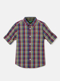 United Colors of Benetton - Multi-color Boys Regular Fit Spread Collar Checked Shirt
