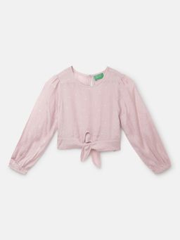 United Colors of Benetton - Pink Girls Regular Fit Round Neck Textured Top