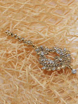 Anika's Creations - Anika's Creation Elegant Stone Studded Gold Plated Maang Tikka