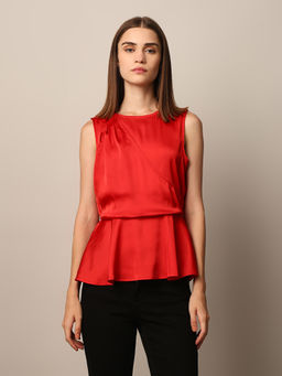 ONLY - Satin Wrap Peplum Top