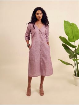 House of Bindiya - Purple The Lilac Whisper - Linen Midi Dress