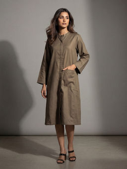 House of Bindiya - Brown At Ease - Relaxed Shift Dress For Women