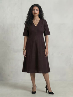 House of Bindiya - Brown Close Enough - Cotton Lycra Dress